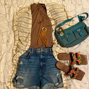 Maurices Striped Brown and Cream Duster